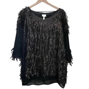 Ray Harris London Textured Fringe Sheer Chiffon Tunic Top Avant Garde Gallery